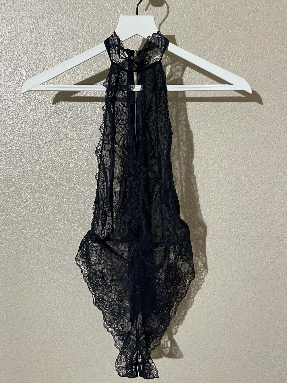 Victoria's Secret Black Lace Halter Teddy